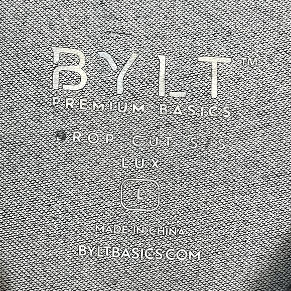 BYLT Basics Shirt Mens L Gray Drop Cut Short Sleeve Stretch Performance‎ Tee - Picture 3 of 10